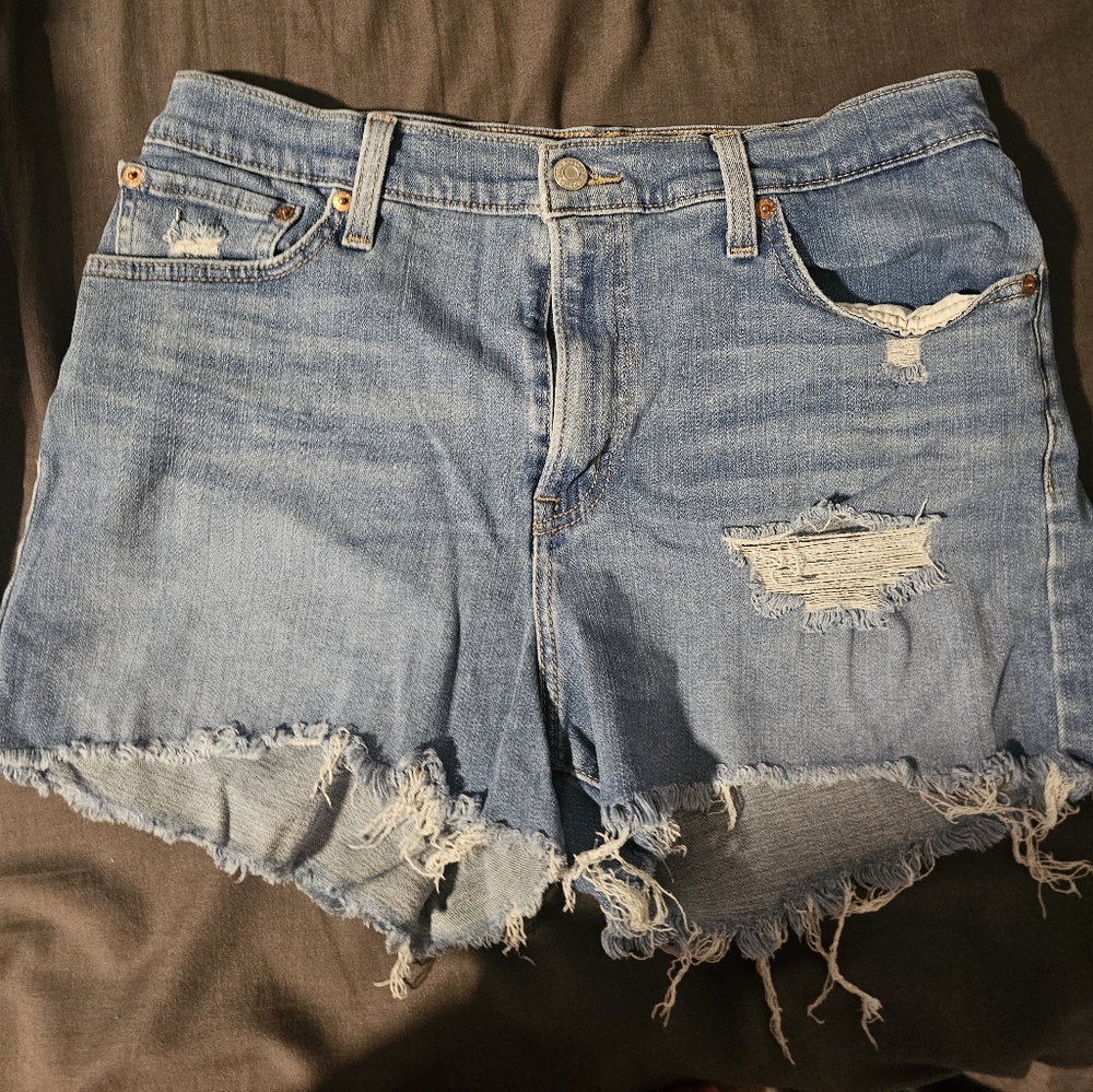 Women's Distressed Denim Shorts - Light Blue 2 Pairs Of Shorts